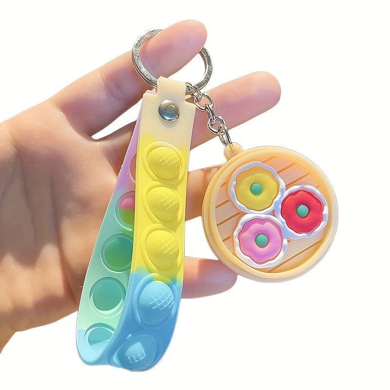 Cartoon Food Steamer Bag Keychain Pendant for Students