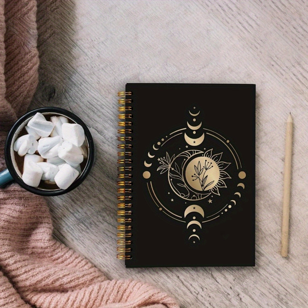 Celestial Sun and Moon Hardcover Notebook 13x21 cm Witchy Spiral Journal