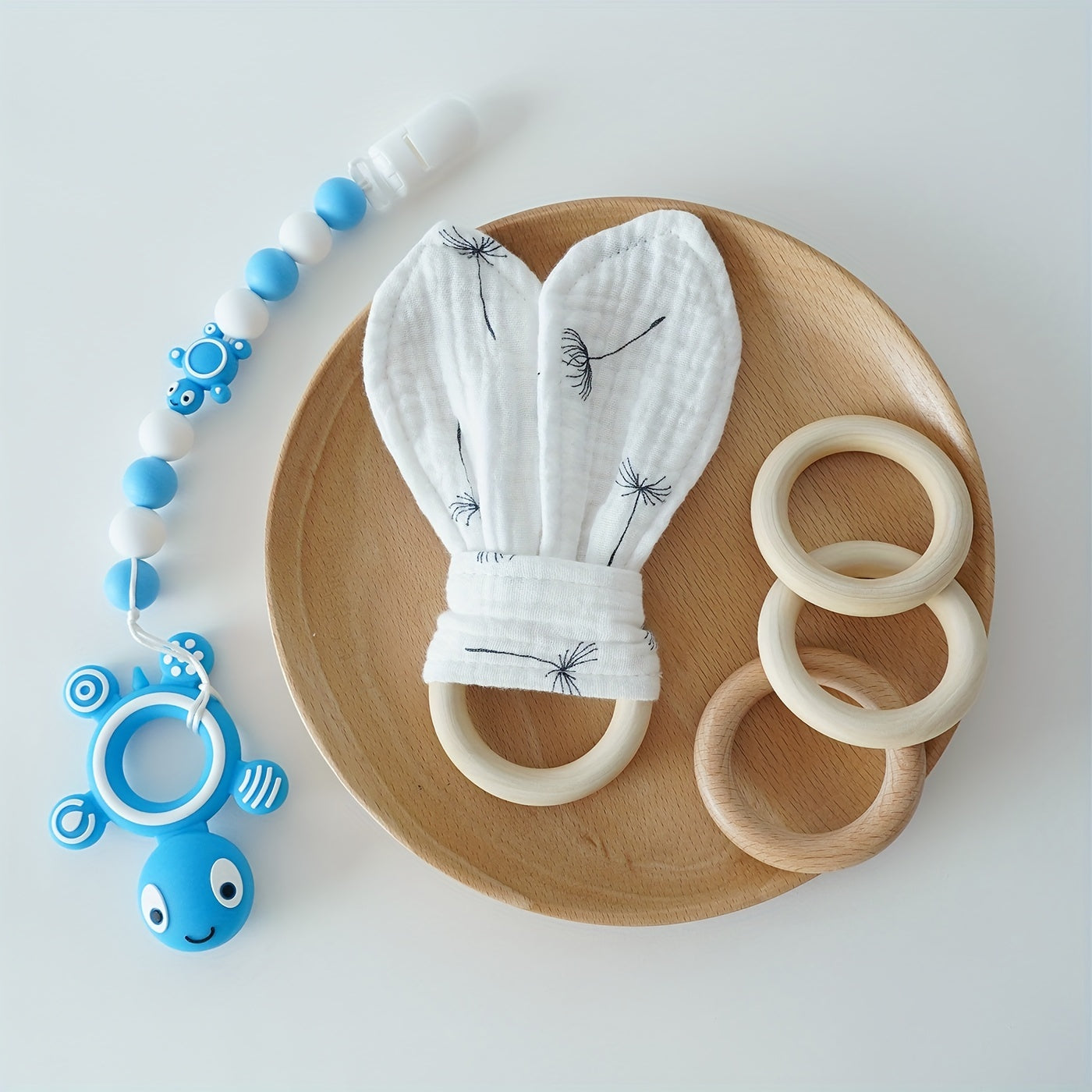 Baby Sleeping Soothing Towel Little Rabbit Gauze Wooden Teether