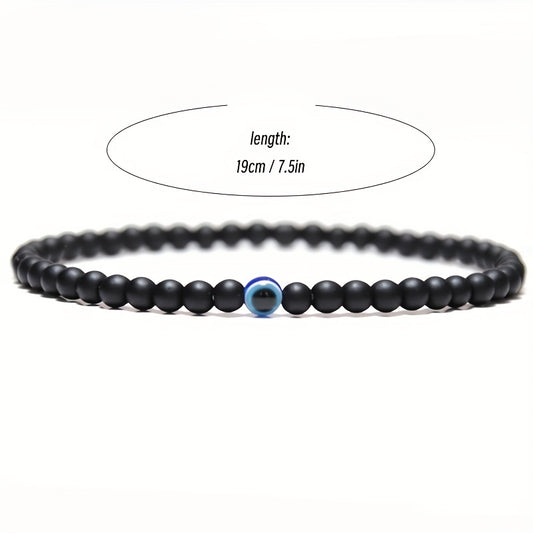 Men's Evil Eye Stone Beaded Bracelet