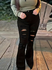  Casual Ripped Flared Leg Jeans