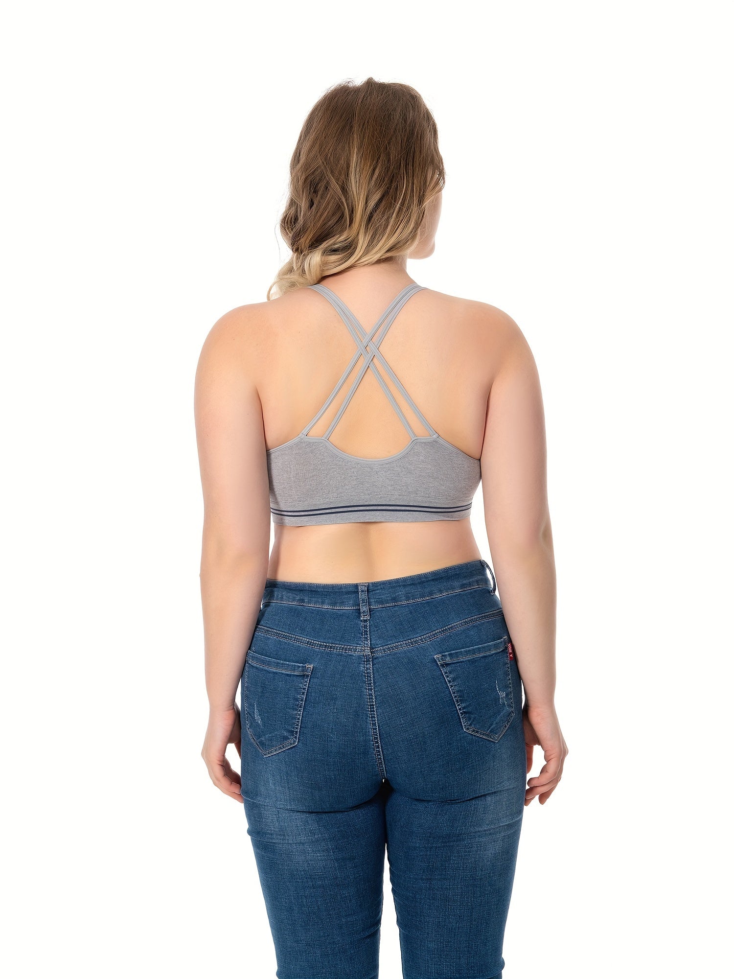  Sports Bra High Stretch Split Strap Cross Back Sports Bra
