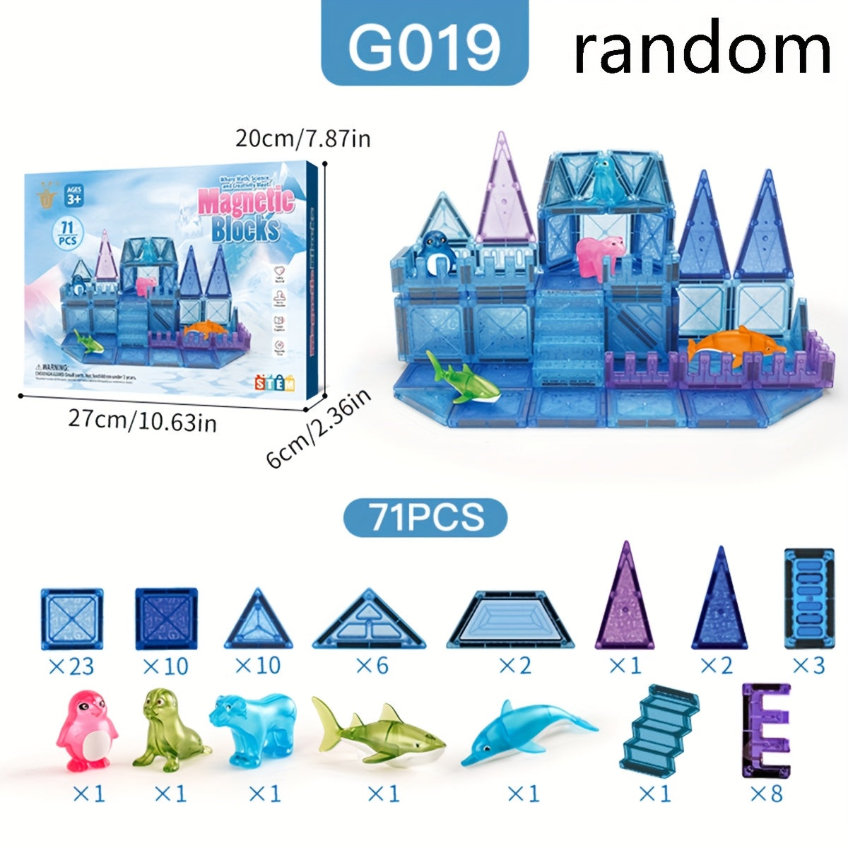 DIY Magnetic Building Blocks Ocean Animal Scene Construction Toy for Kids