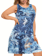  Marble Print Tank Dress