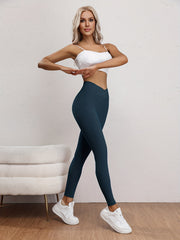 High Stretch Yoga Leggings Cross Waist Butt Lifting Sports Tight Pants