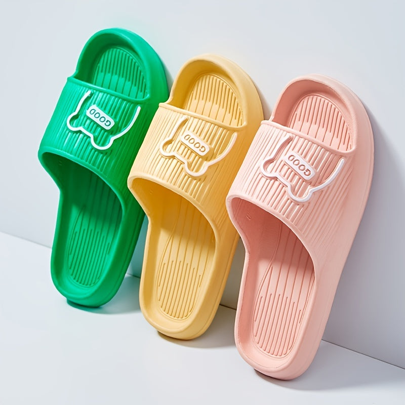 Women's Solid Slippers Open Toe Non slip Flat Indoor Bathroom Shoes