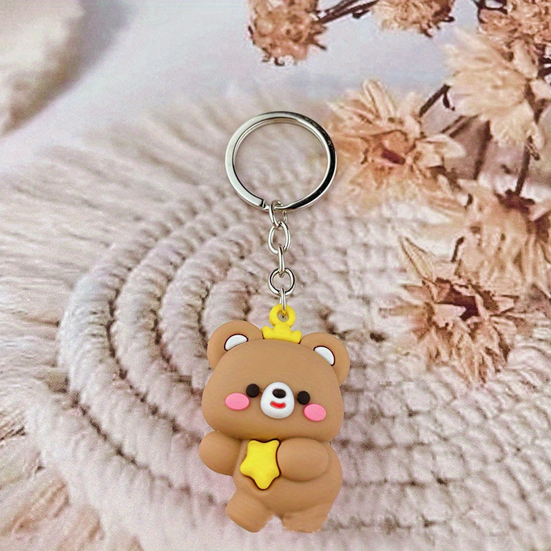 Cartoon Animal Door Ornament Soft Rubber Doll Keychain Pendant