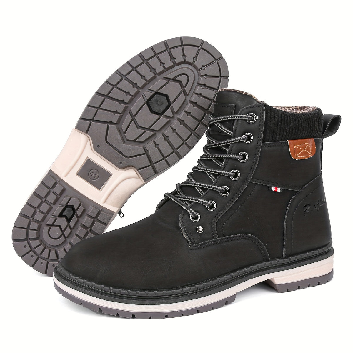 RXJIAN Men's High Top Hiking Shoes Good Grip Breathable Side Zipper Boots