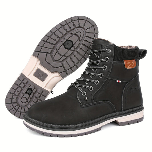 RXJIAN Men's High Top Hiking Shoes Good Grip Breathable Side Zipper Boots