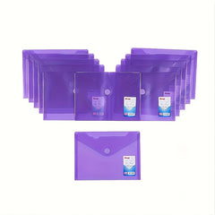 12 Pack A5 Magic Paste Buckle File Bags Colorful Office Plastic Storage
