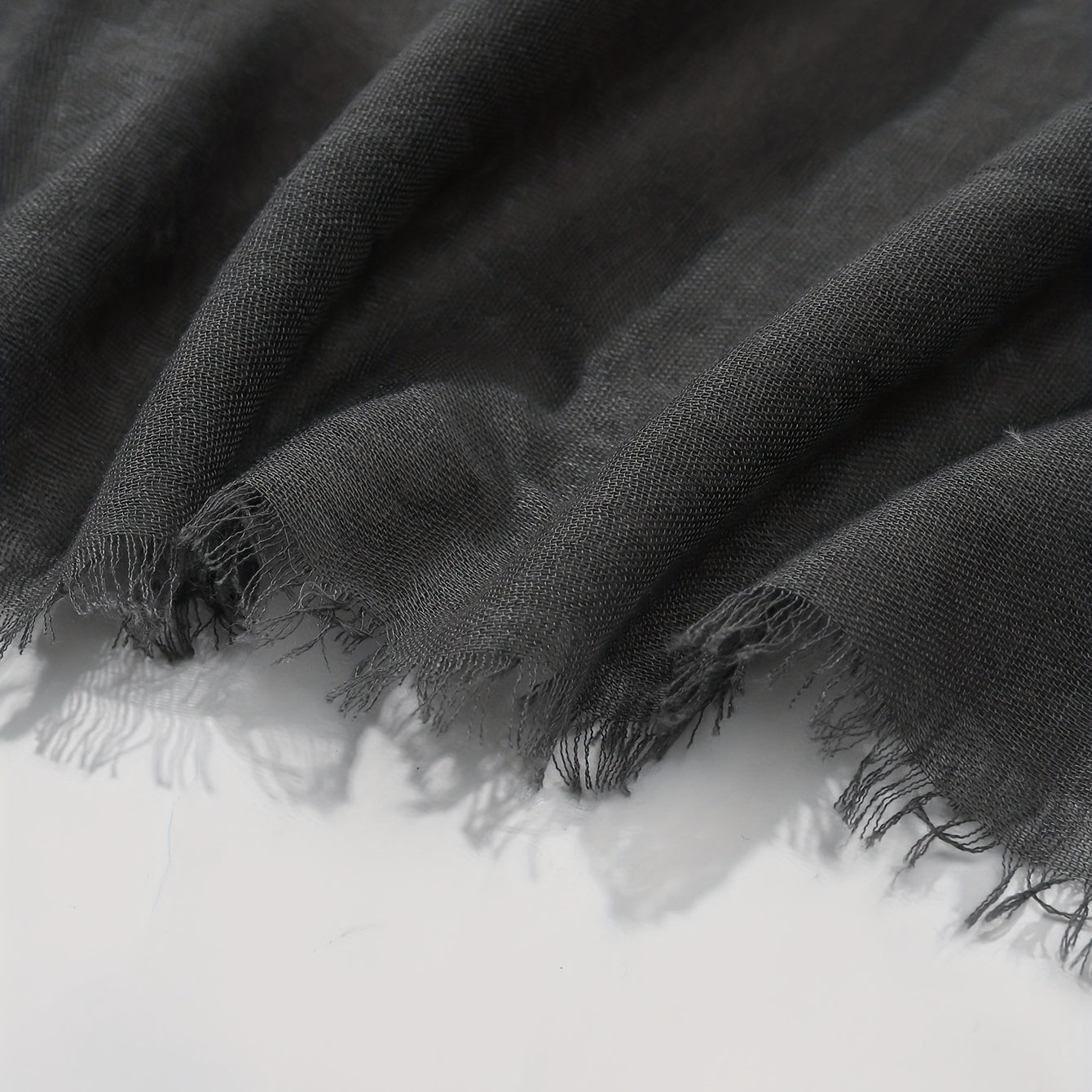 Minimalist Solid Raw Trim Scarf Casual Style Polyester Scarf Shawl