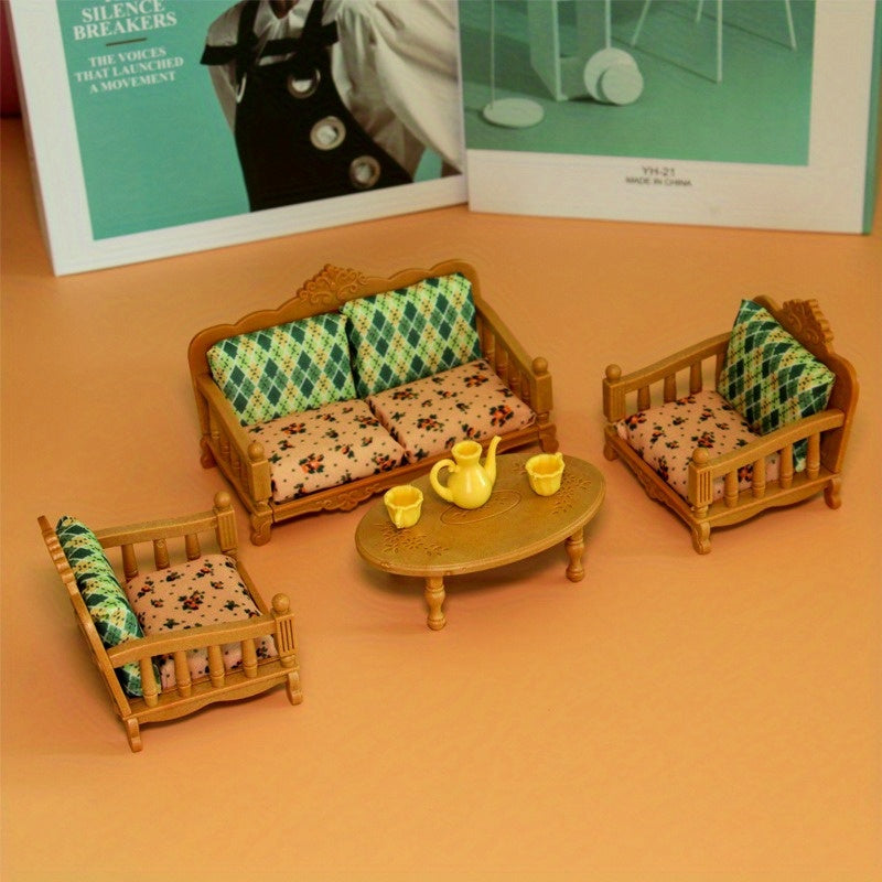 1:12 Dollhouse Mini Furniture Sofa Piano Set Plastic