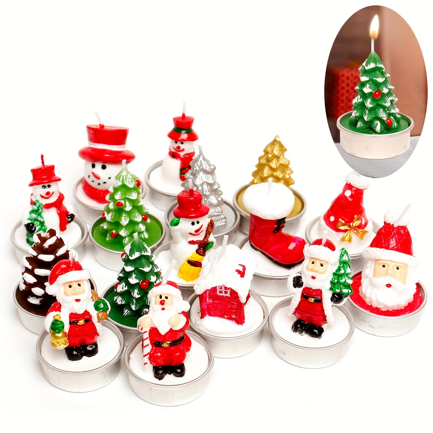 12PCS Christmas Tree Candles Decorative Holiday Home Decor