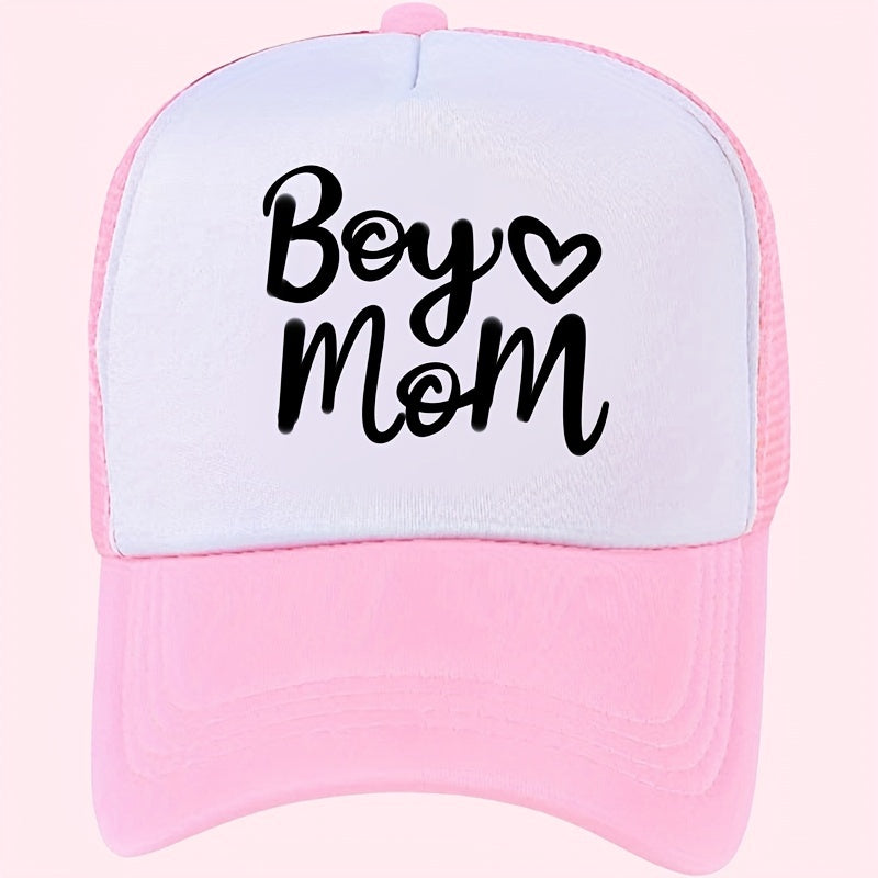 Boy Mom Printed Trucker Hat Baseball Cap Adjustable Mesh Sunshade Dad Hat
