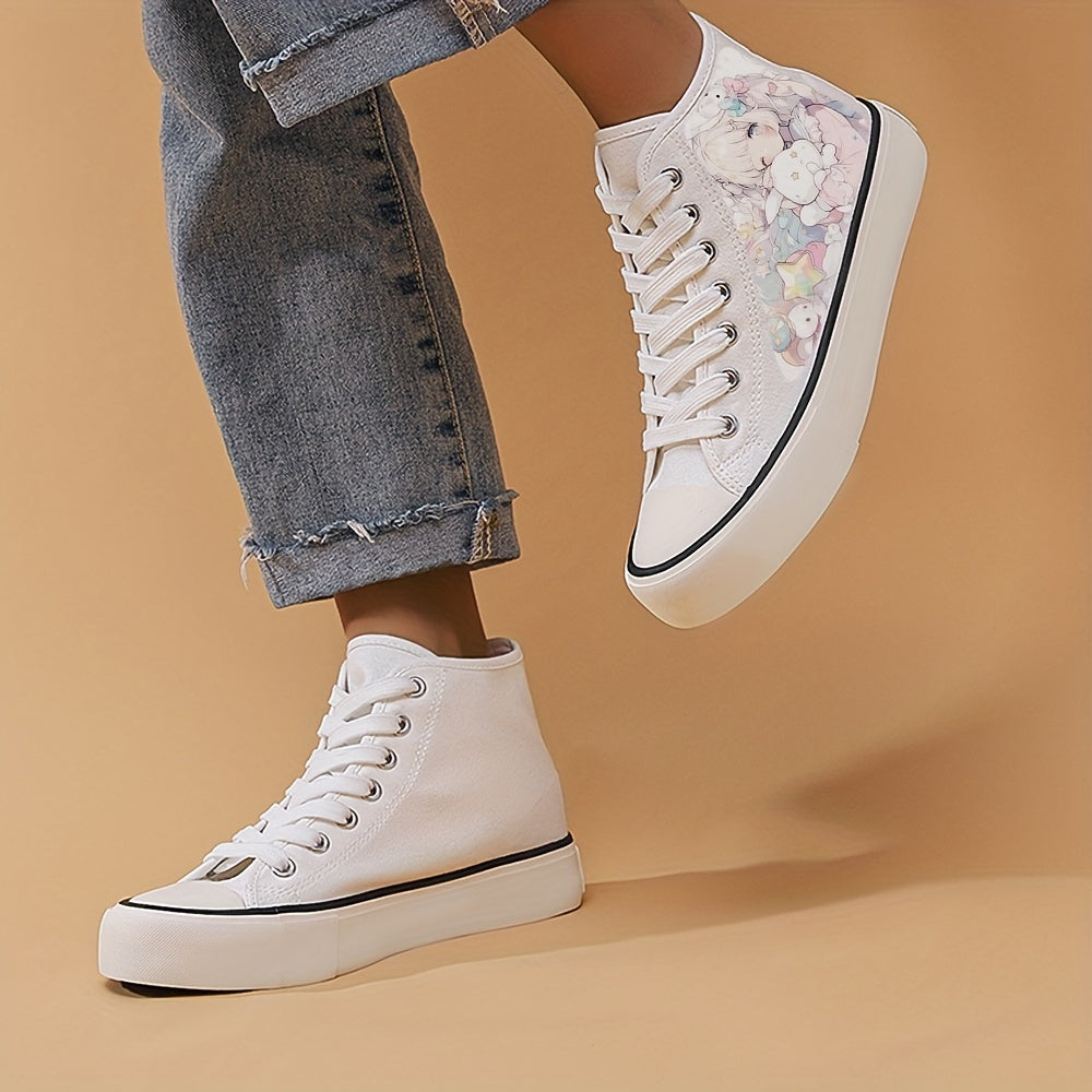 Women's Comic Pattern Canvas Shoes Lace Up Lightweight