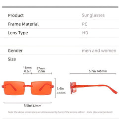 Vintage Gradient Sunglasses Square Oversized Stylish Rimless Ladies
