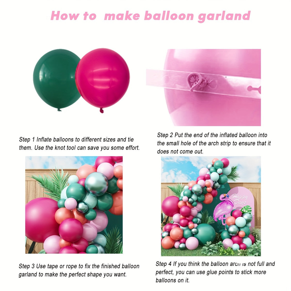 132pcs Flamingo Balloons Arch Garland Kit