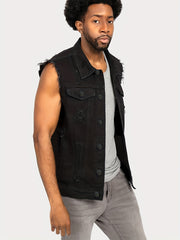 Men's Ripped Denim Vest Retro Sleeveless Jackets