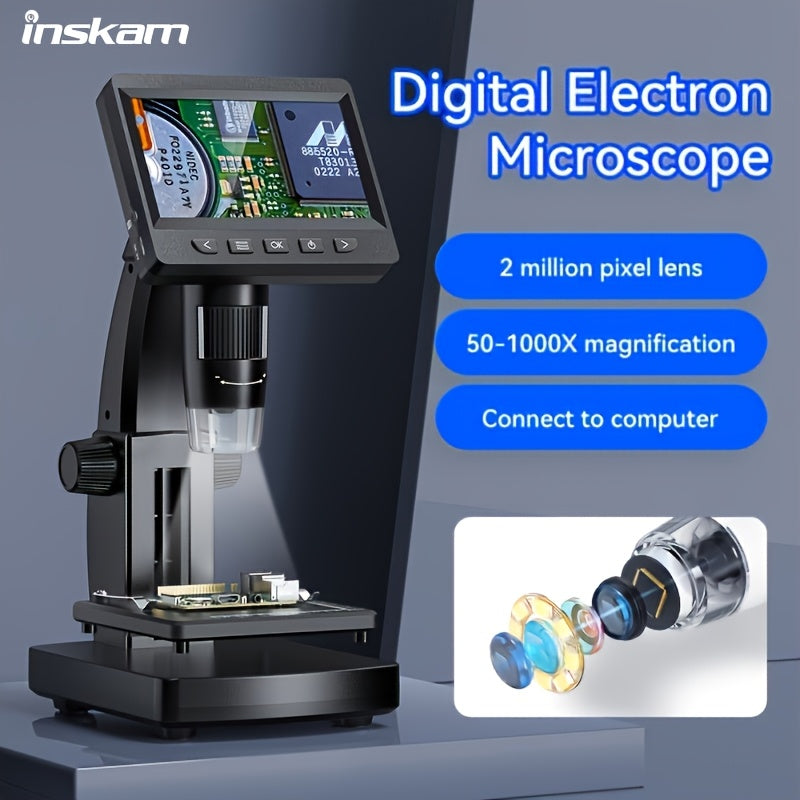 3 HD Digital Microscope 50-1000X Magnification 8 LED Illumination 2MP ...