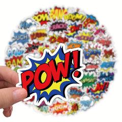 50Pcs Explosive Text Graffiti Stickers Set Laptop Helmet Skateboard DIY