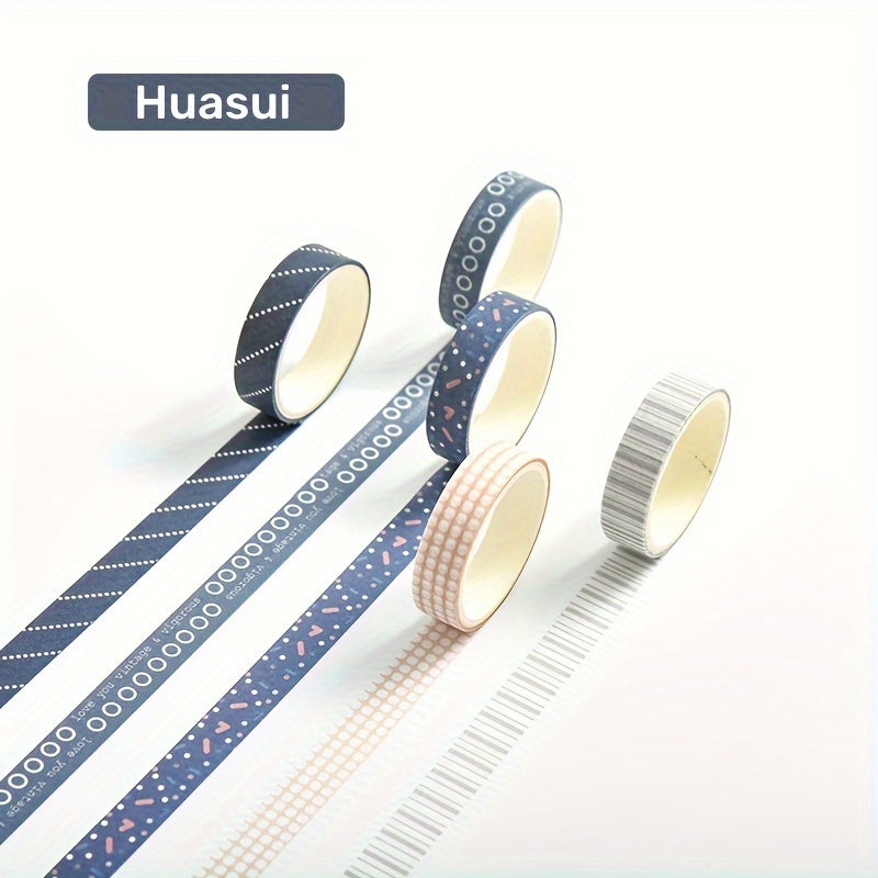 5 Rolls Washi Tape Set Decorative Scrapbook Tape 10mm Wide Colorful Style