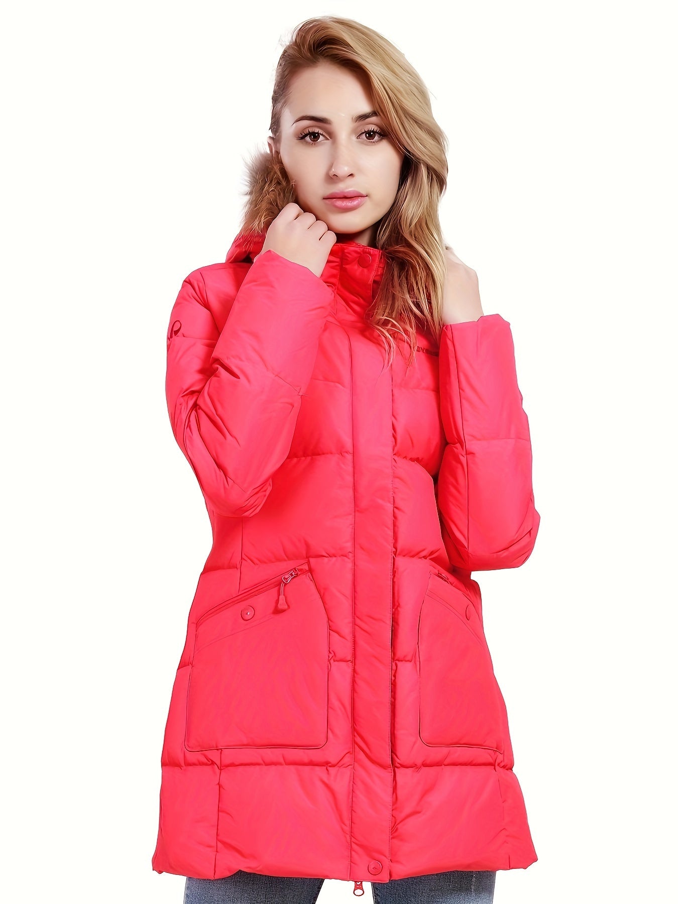 Women's Hooded Puffer Down Jacket Lightweight Full Zip Thermal Outwear