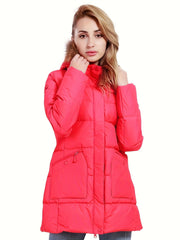 Women's Hooded Puffer Down Jacket Lightweight Full Zip Thermal Outwear