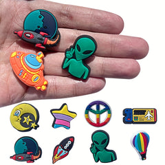 30 PCS Adventure Space Rainbow Shoe Charms for Clogs Sandals