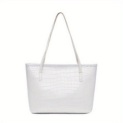 Crocodile Pattern Tote Bag Solid Shoulder Bag Women's Handbags