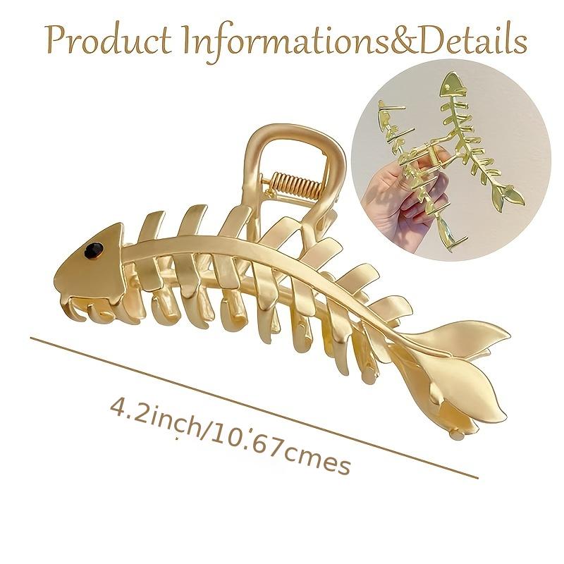 Fish Shaped Hair Claw Clips Big Metal Fishbone Hair Jaw Clamps