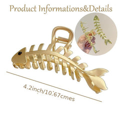 Fish Shaped Hair Claw Clips Big Metal Fishbone Hair Jaw Clamps