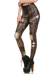 Machine Graphic Print Leggings High Waist Casual Sports Pants