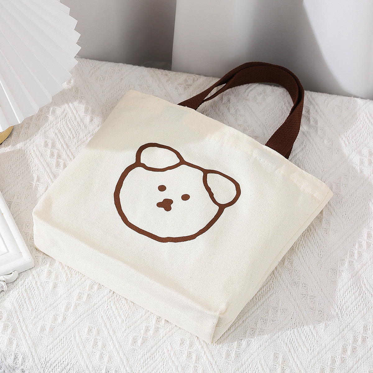 Cartoon Bear Handbag Lunch Box Bag Handle Canvas Bag