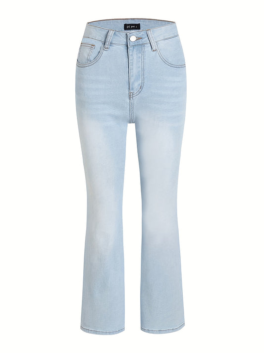  Heart Print Skinny Flared Jeans With Pockets