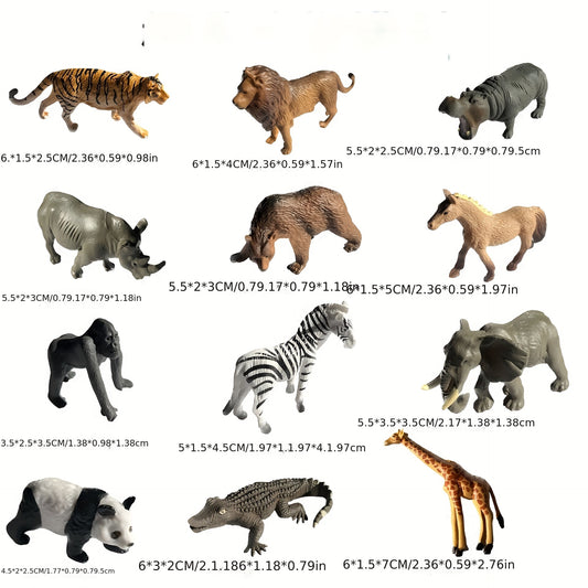 Mini Farm Wild Animal Figures Set Lion Tiger Zebra Giraffe PVC Educational Toy