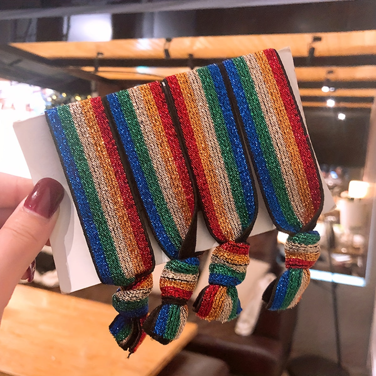 10pcs Rainbow Hair Rope Tie Hair Leopard Leather Band Head Rope