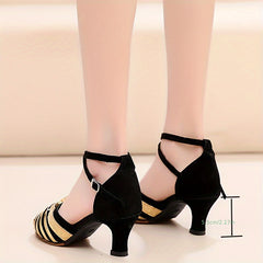 Women's Fish Mouth Latin Dance Sandals Ankle Cross Strap Buckle Shoes