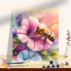 Beginner DIY Painting Kit Flowers & Bees Hand Painted by Numbers