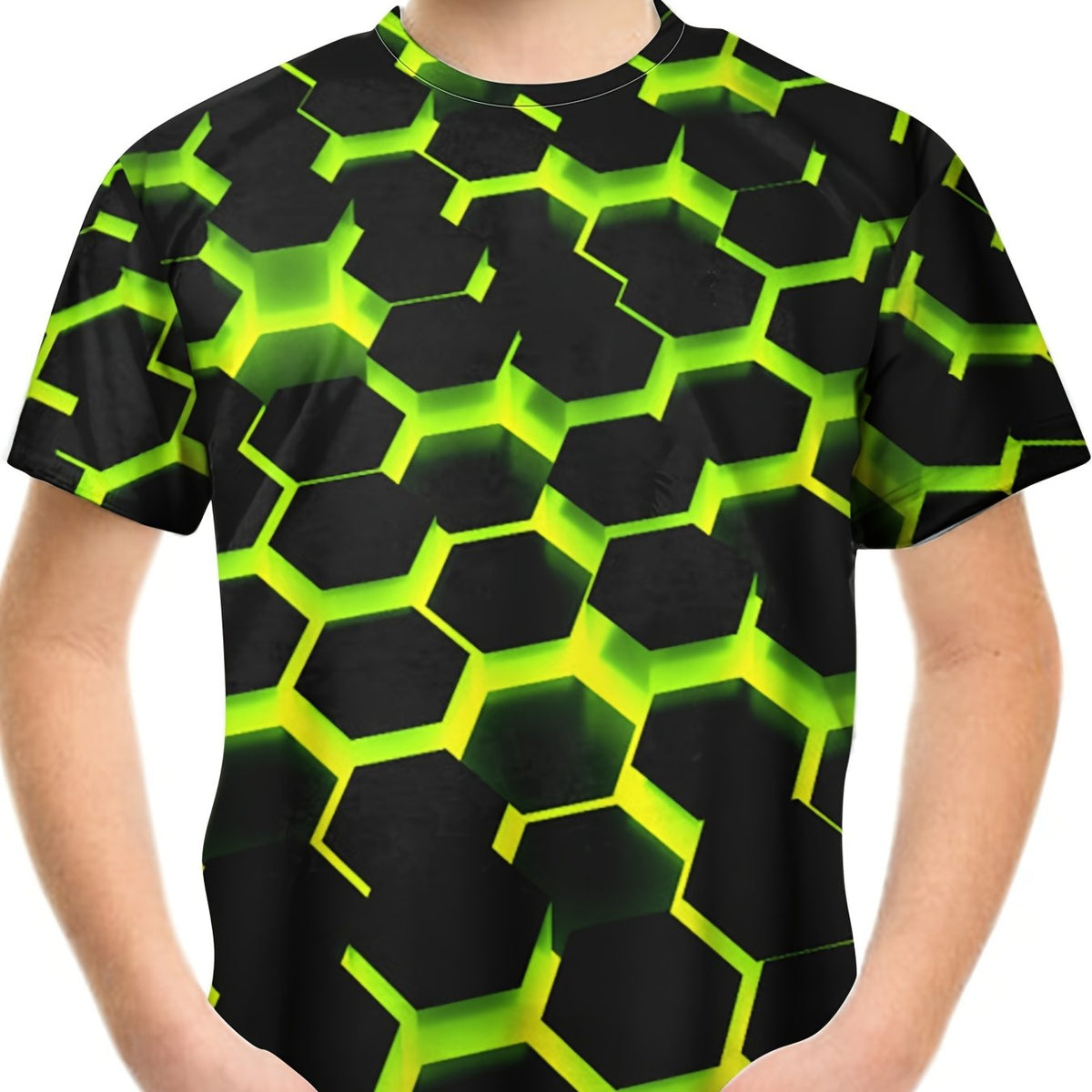Kids 3D Geo Print Tee Funny Illusion Short Sleeve Street Wear