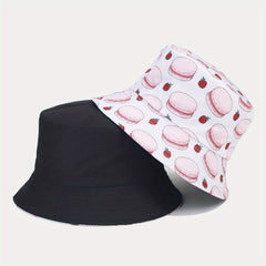 Hamburger Pattern Reversible Bucket Hat Outdoor Sunshade Basin Hat