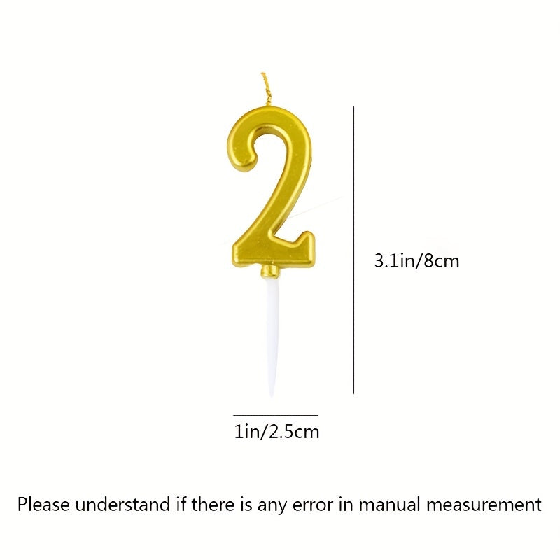 Golden Birthday Candles with Base for Cake Decoration - Party Supplies