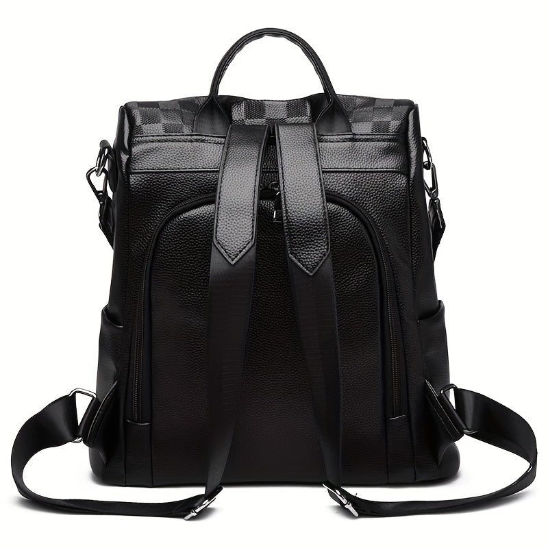 Classic Minimalist Backpack Solid Argyle Pattern Storage Travel Bag
