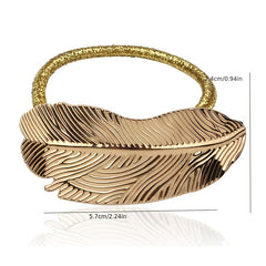 Metal Leaves Hair Elastics Ties Stretchy Rubber Bands Ponytail Holder