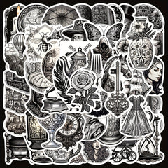 50pcs Retro Medieval Graffiti Stickers for Laptop Helmet Cup Decor