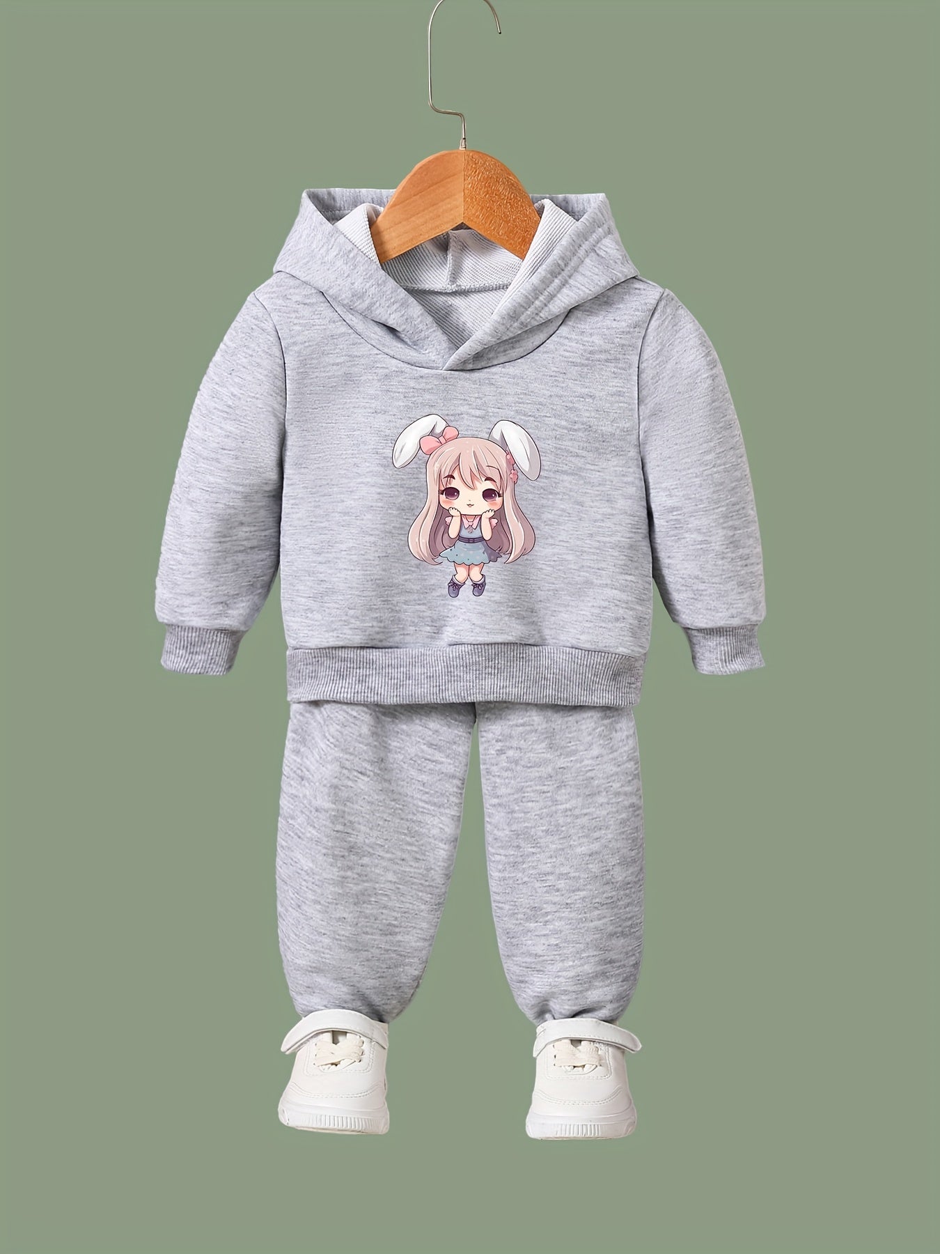 Anime Long Sleeve Hoodie & Sweatpants Set for Girls