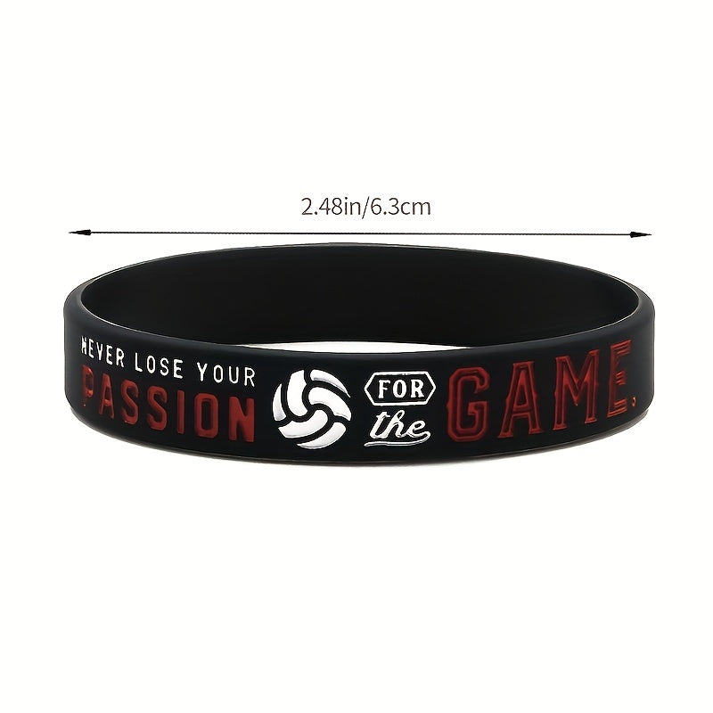 Sporty Silicone Volleyball Bracelet with Motivational Sayings