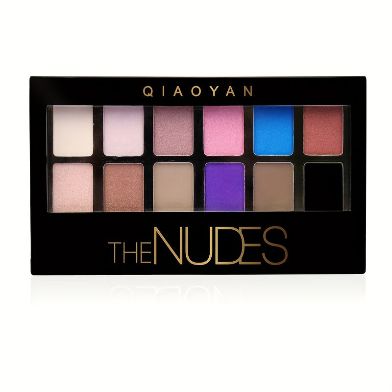 12-Color Nude Eyeshadow Palette with Mirror & Brush