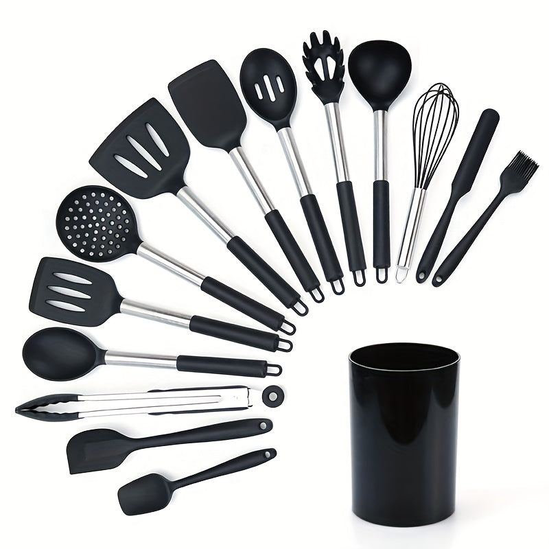 15pcs Silicone Stainless Steel Kitchen Utensils Set
