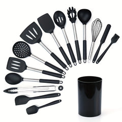 15pcs Silicone Stainless Steel Kitchen Utensils Set