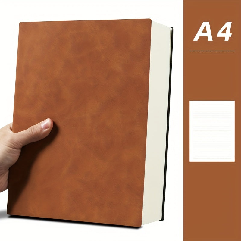 480 Page A4 Notebook, Soft Leather, Thick Horizontal Lines